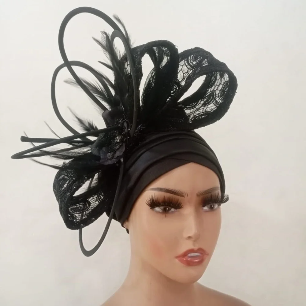 Elegant Black Lace Fascinator Headpiece for Women - Picture 1 of 2